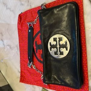 Tory Burch leather clutch.